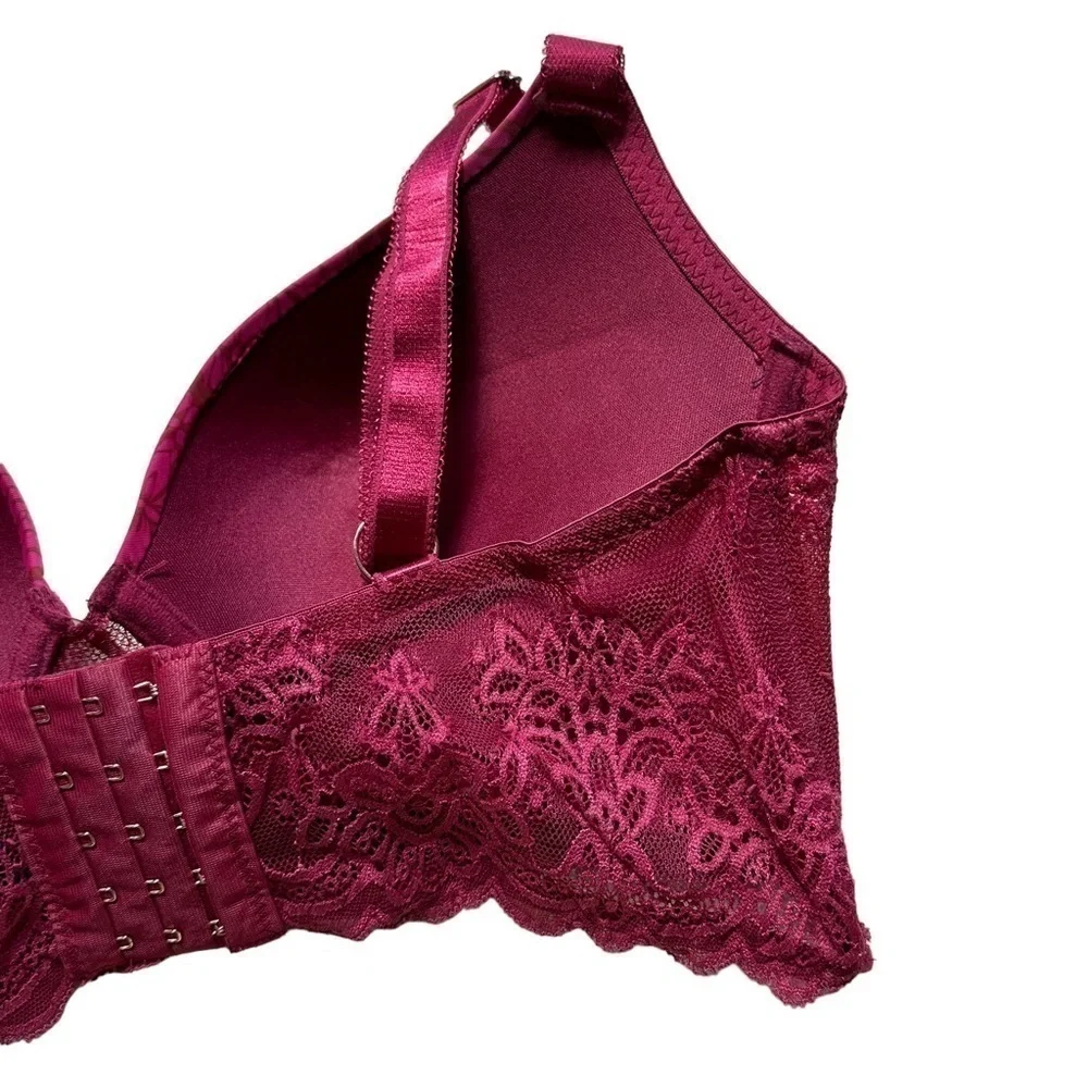 Rachel Roy Magenta Floral Print 5 Hook Push Up Bra 38D